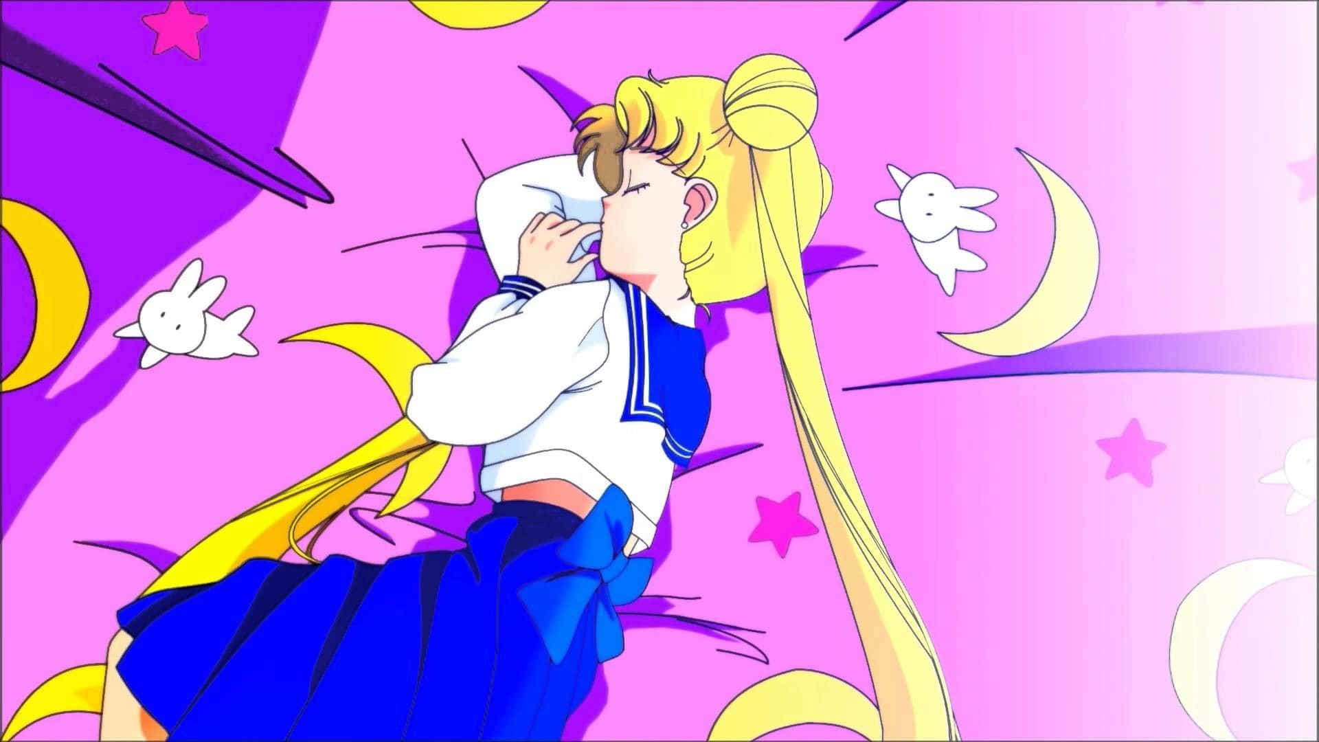 Retro Anime Sleeping Sailor Moon