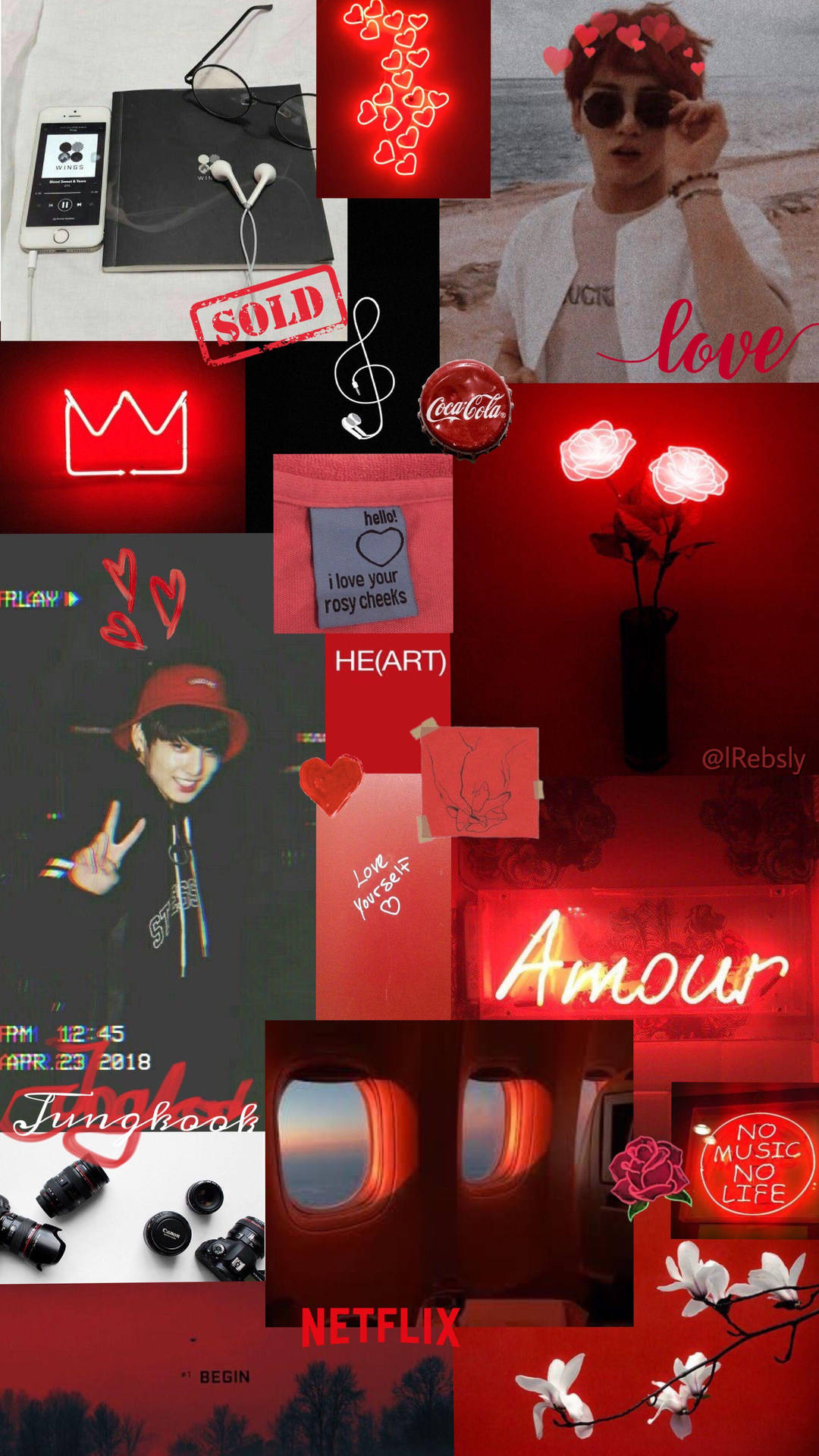 Retro Bts Jungkook Red Aesthetic Iphone Background