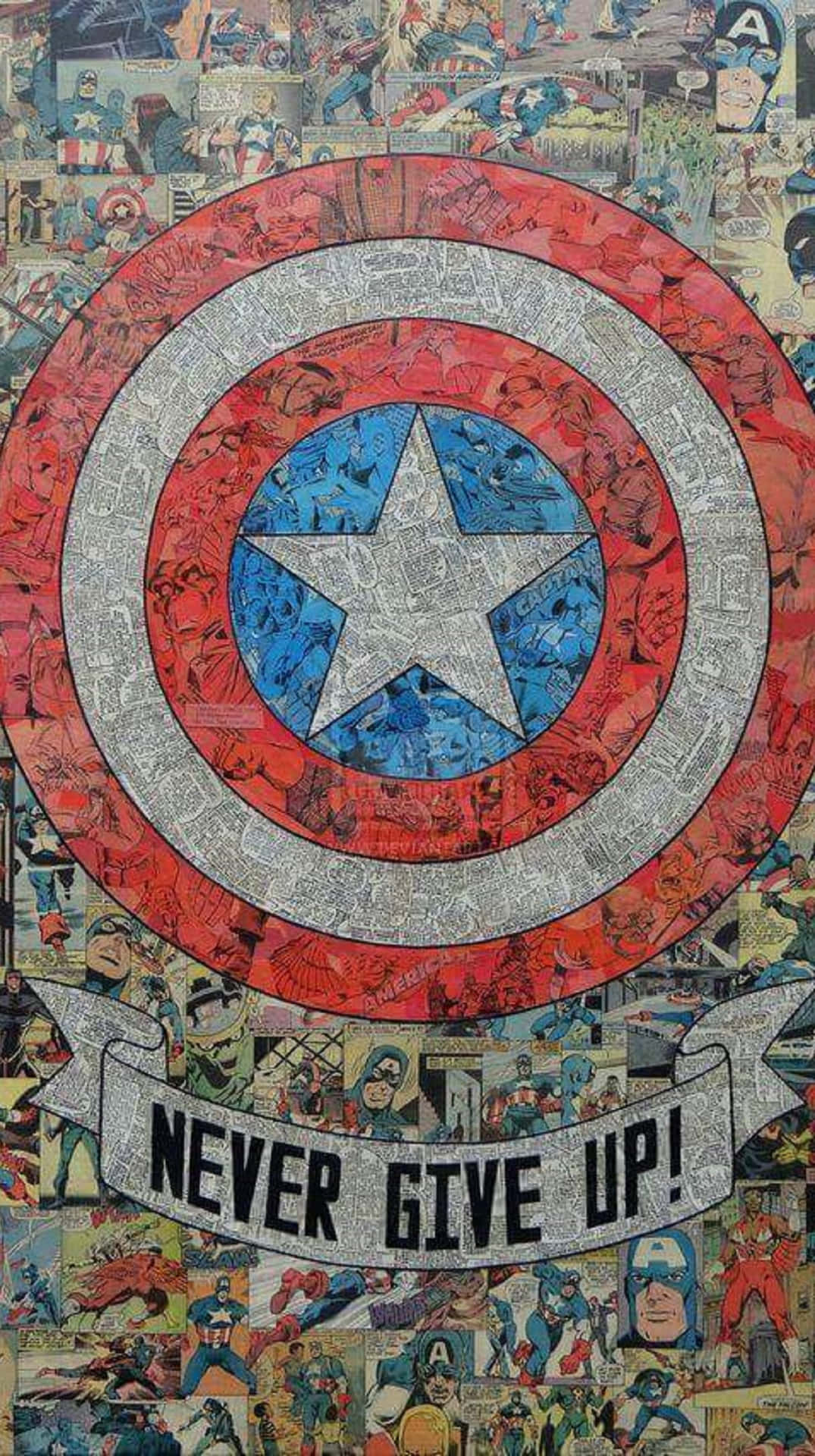 Retro Captain America With Shield And Star Background