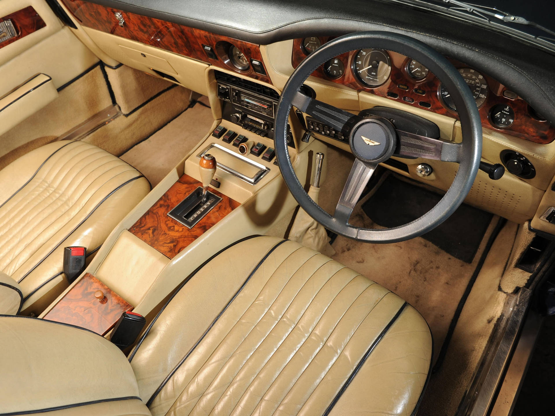 Retro Car With Beige Interior Background