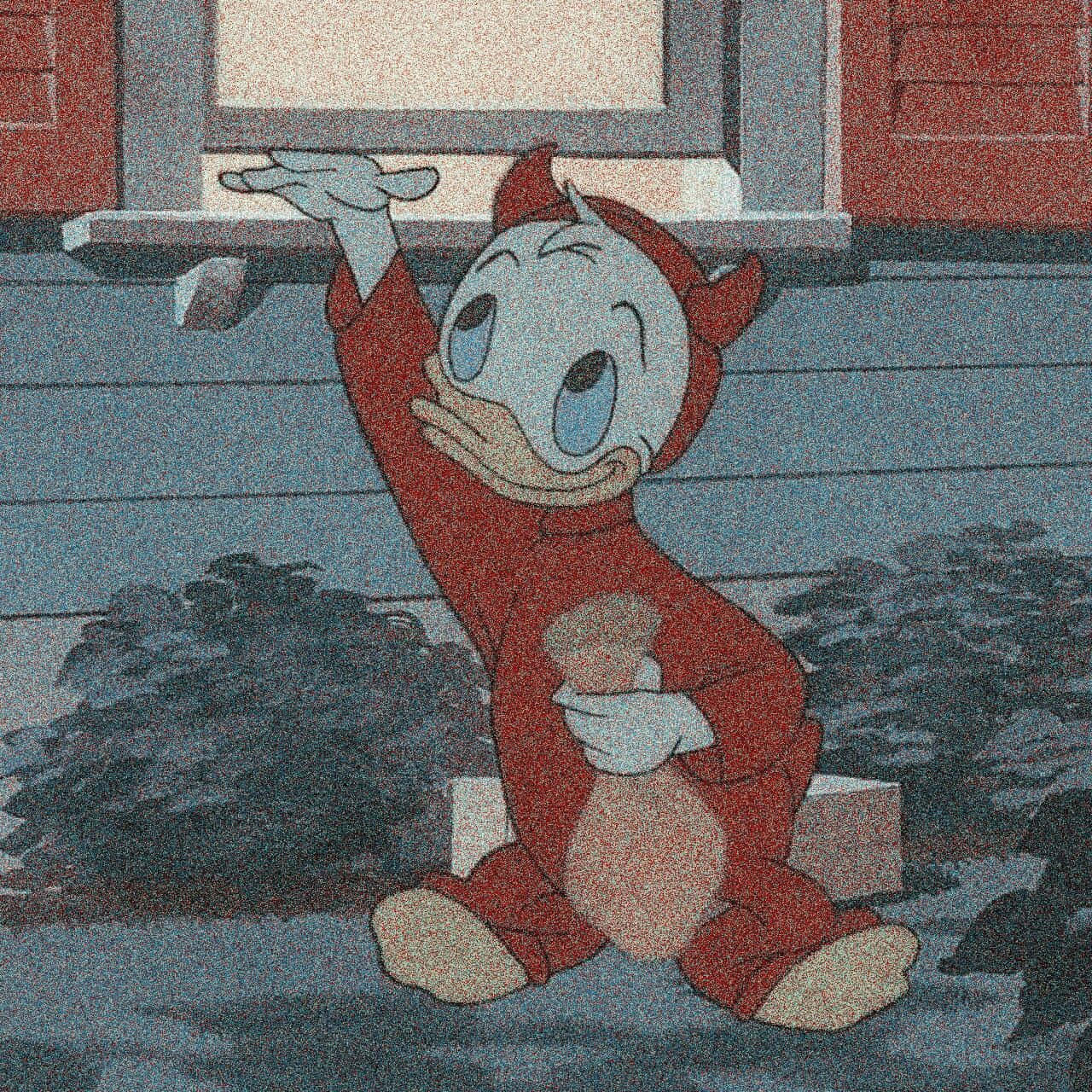 Retro Cartoon Characters Gathered Around Vintage Radio Background