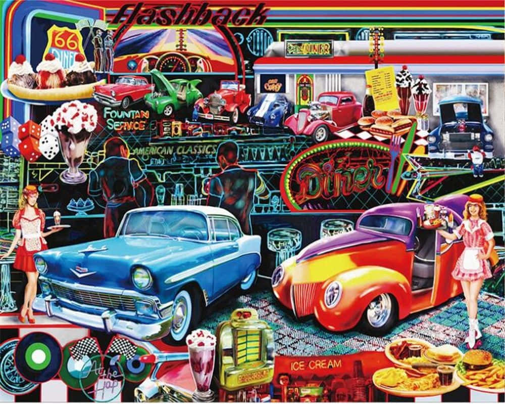 Retro Diner Old School Memorabilia Background