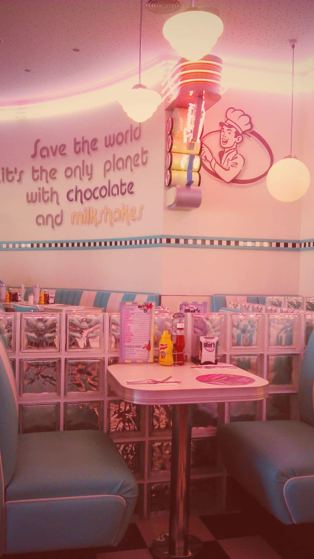 Retro Diner Pastel Pink Background