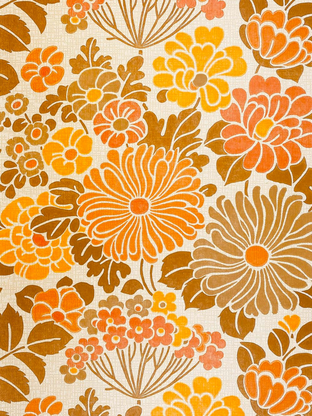 Retro Floral Orange Pattern Background