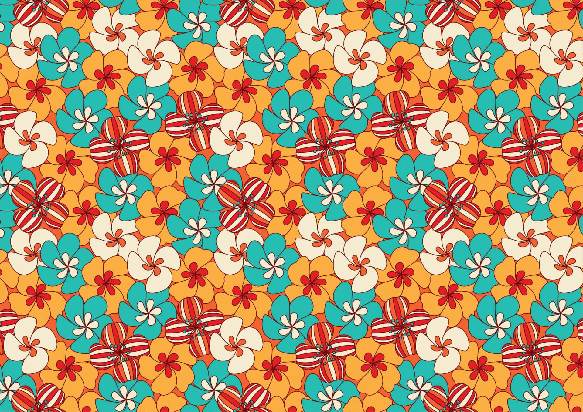 Retro Floral Pattern70s Style Background