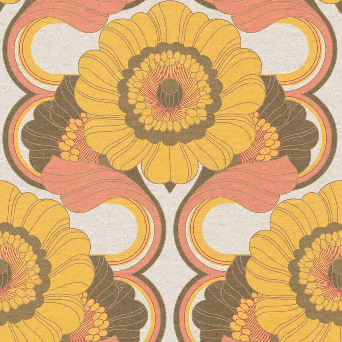 Retro Floral Pattern70s Style Background