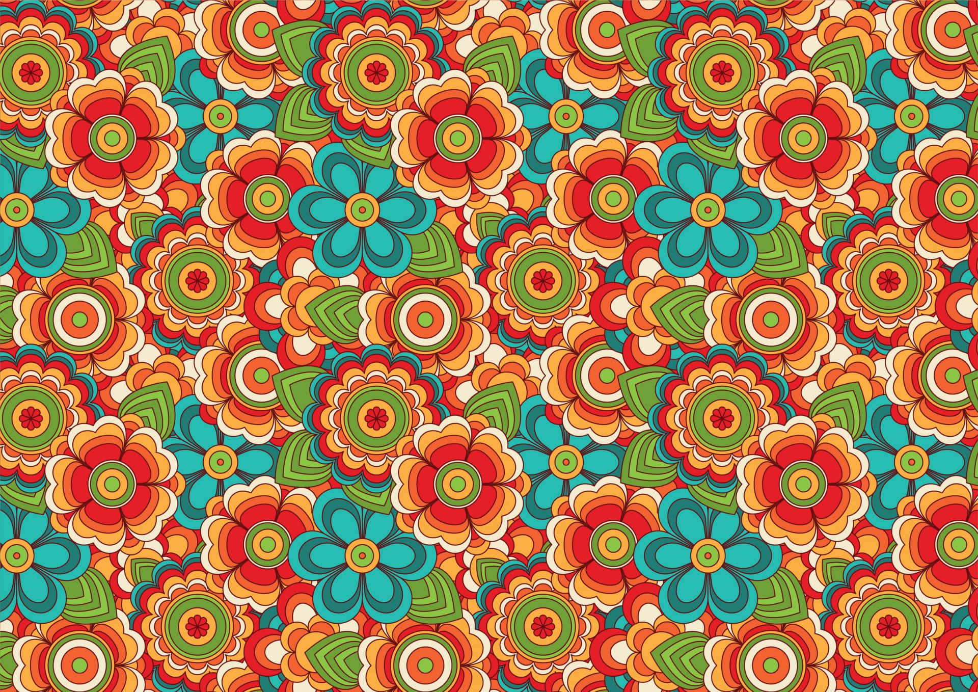 Retro Floral Pattern70s Style Background