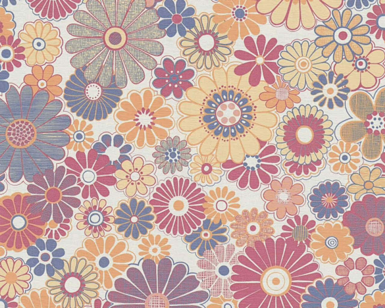 Retro Floral Pattern70s Style Background