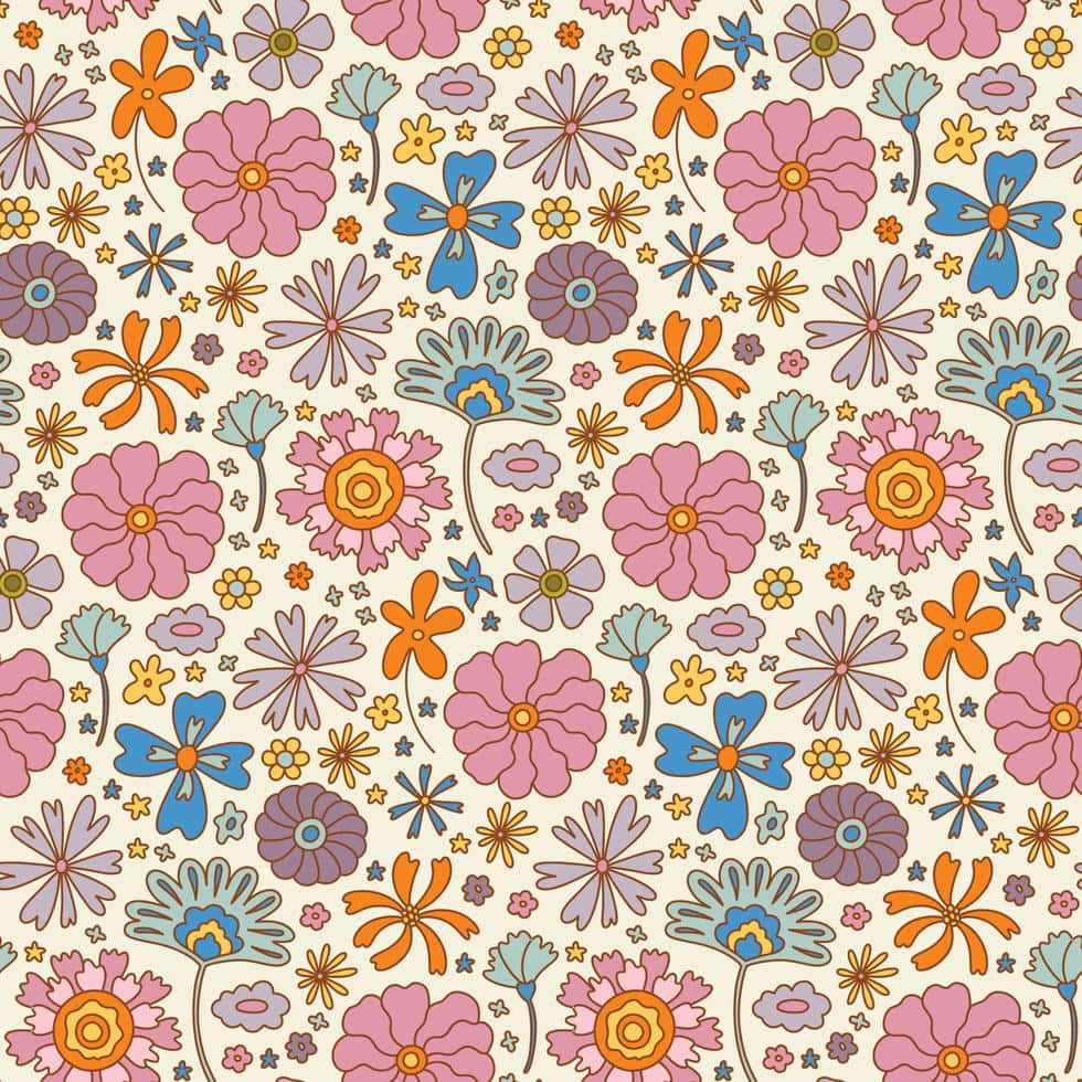 Retro Floral Pattern70s Style Background