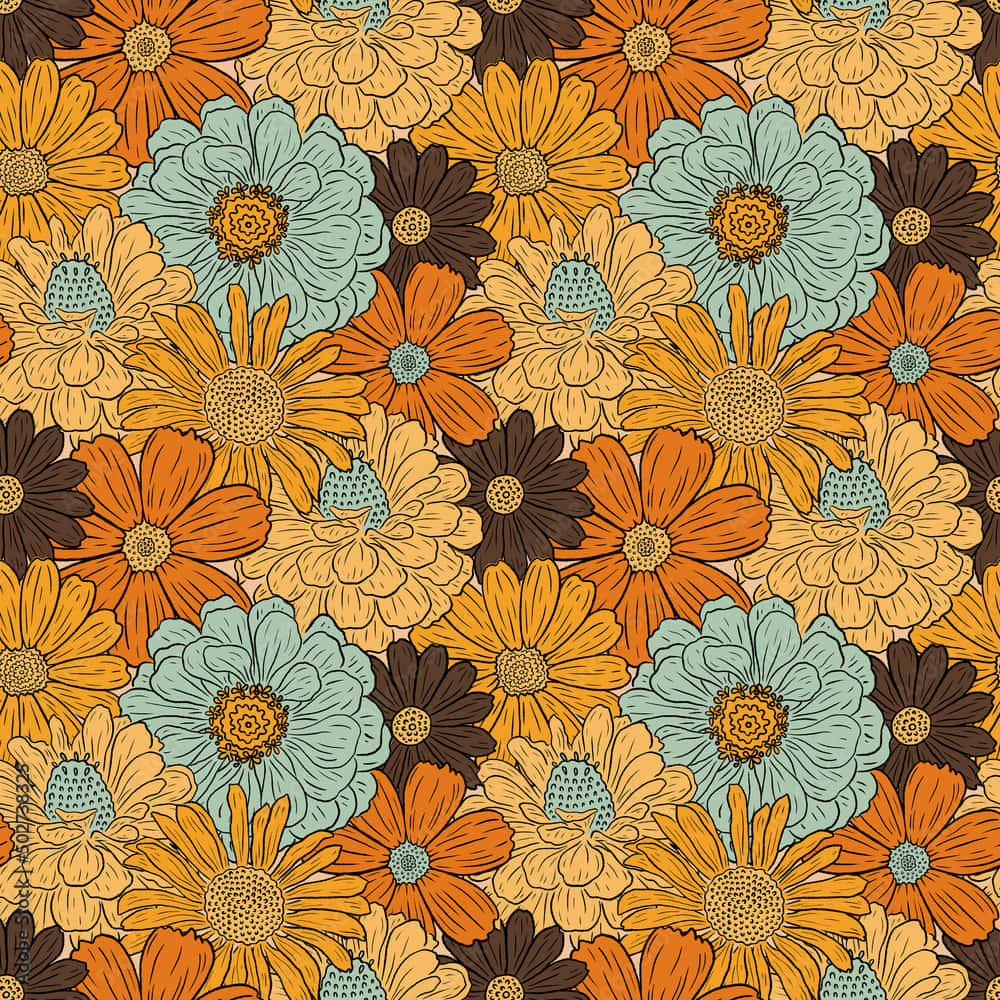 Retro Floral Pattern70s Style