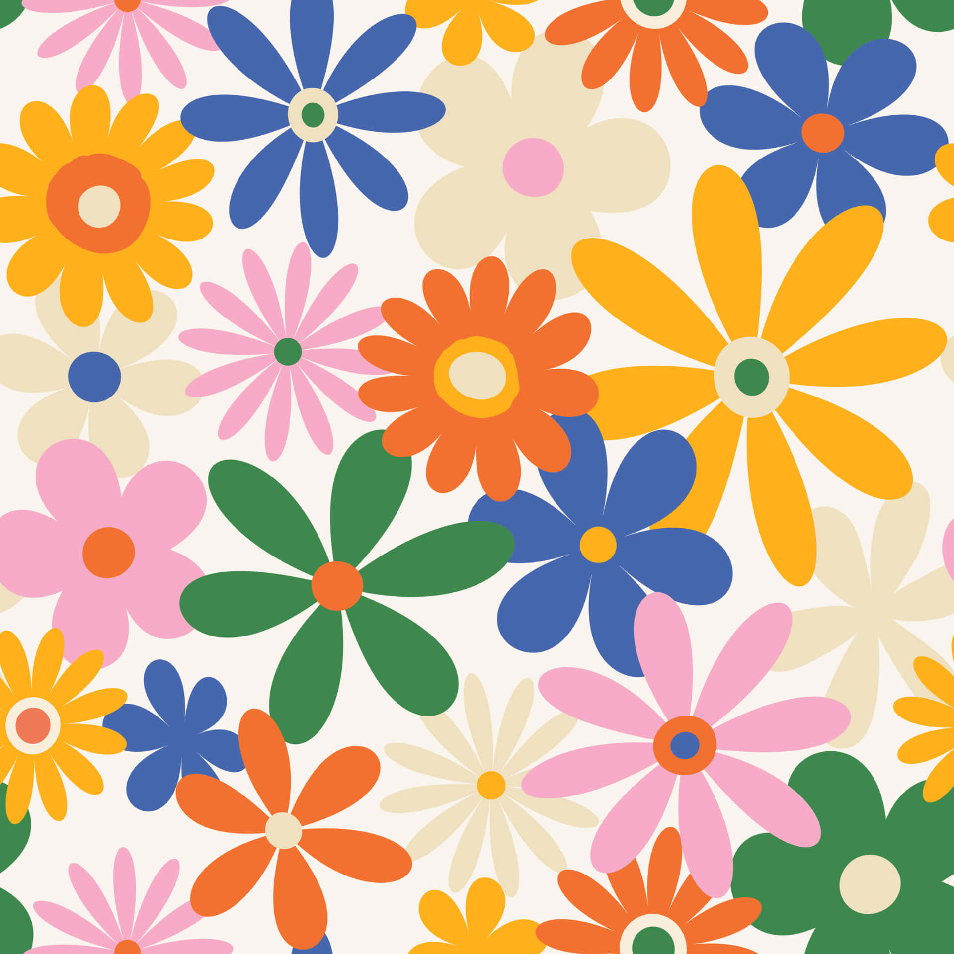Retro Floral Pattern70s Style Background