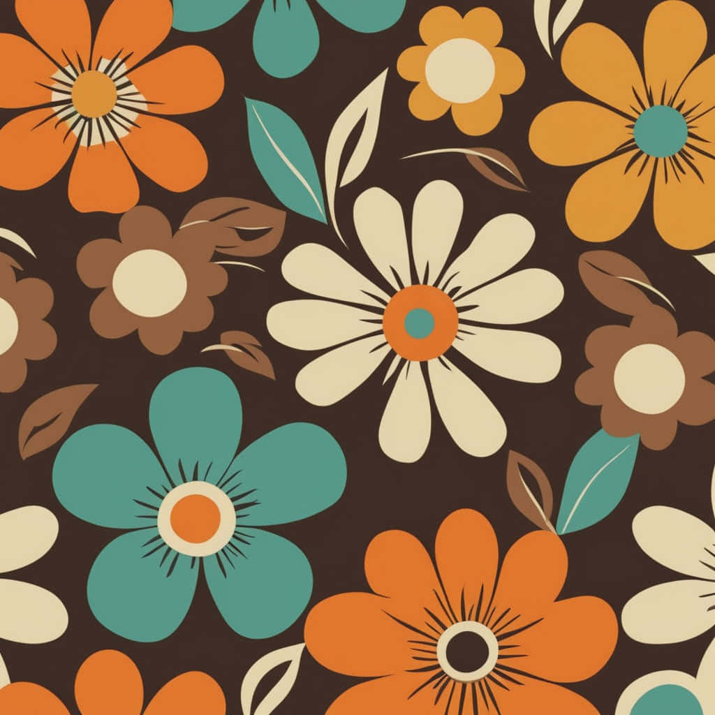 Retro Floral Pattern70s Style Background