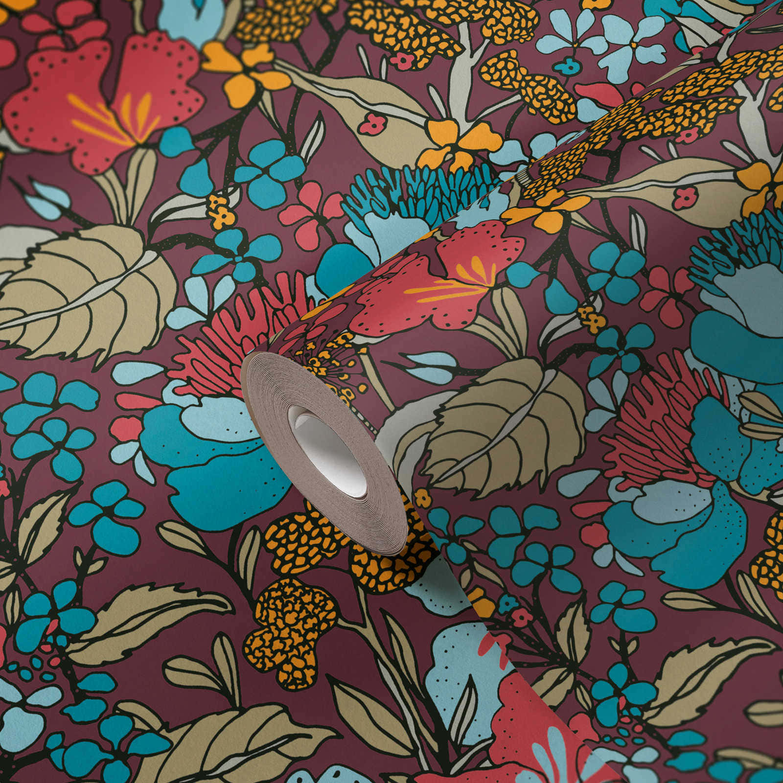 Retro Floral Patternwith Tape Background