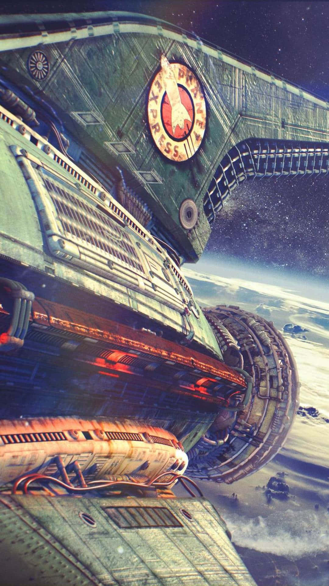 Retro Futurism Batlleship Mobile Background