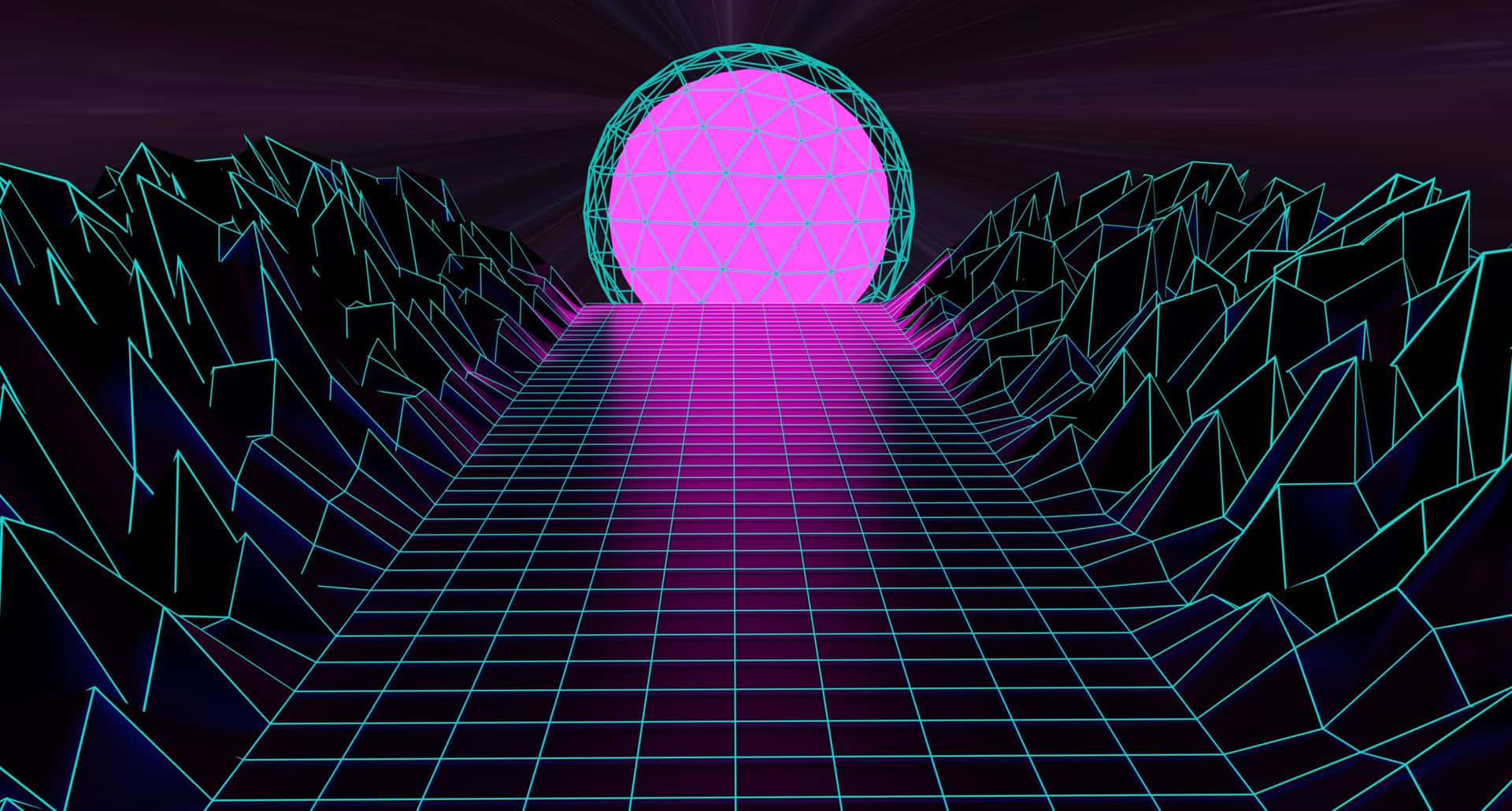 Retro Futurism Pink Sun Path Background