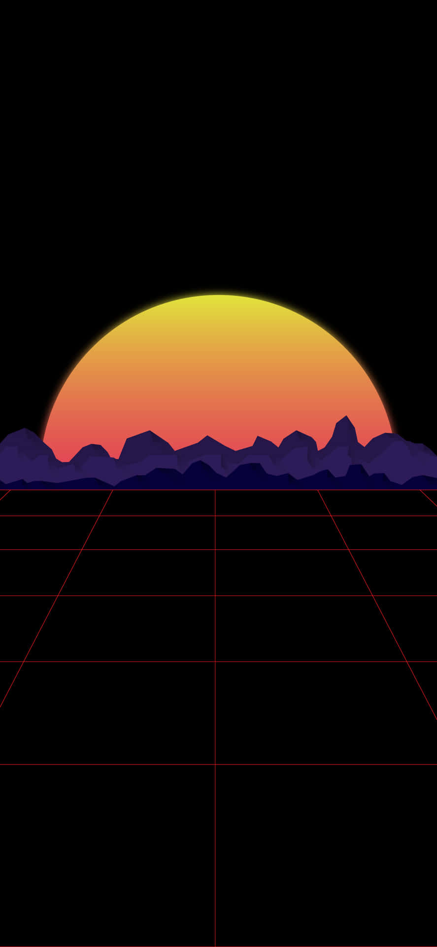 Retro Futurism Sunset Black Mobile Background