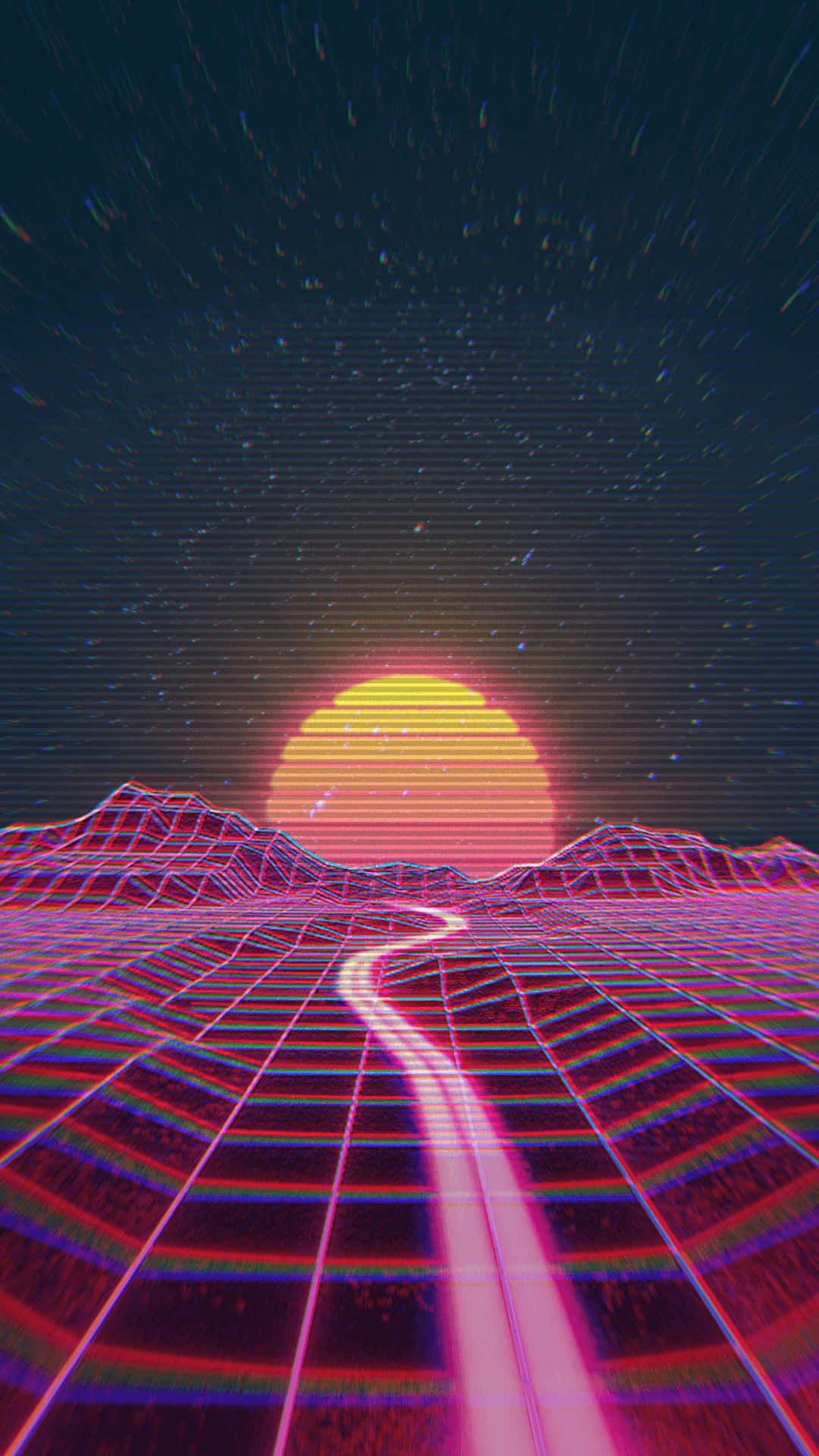 Retro Futurism Sunset Mobile Background