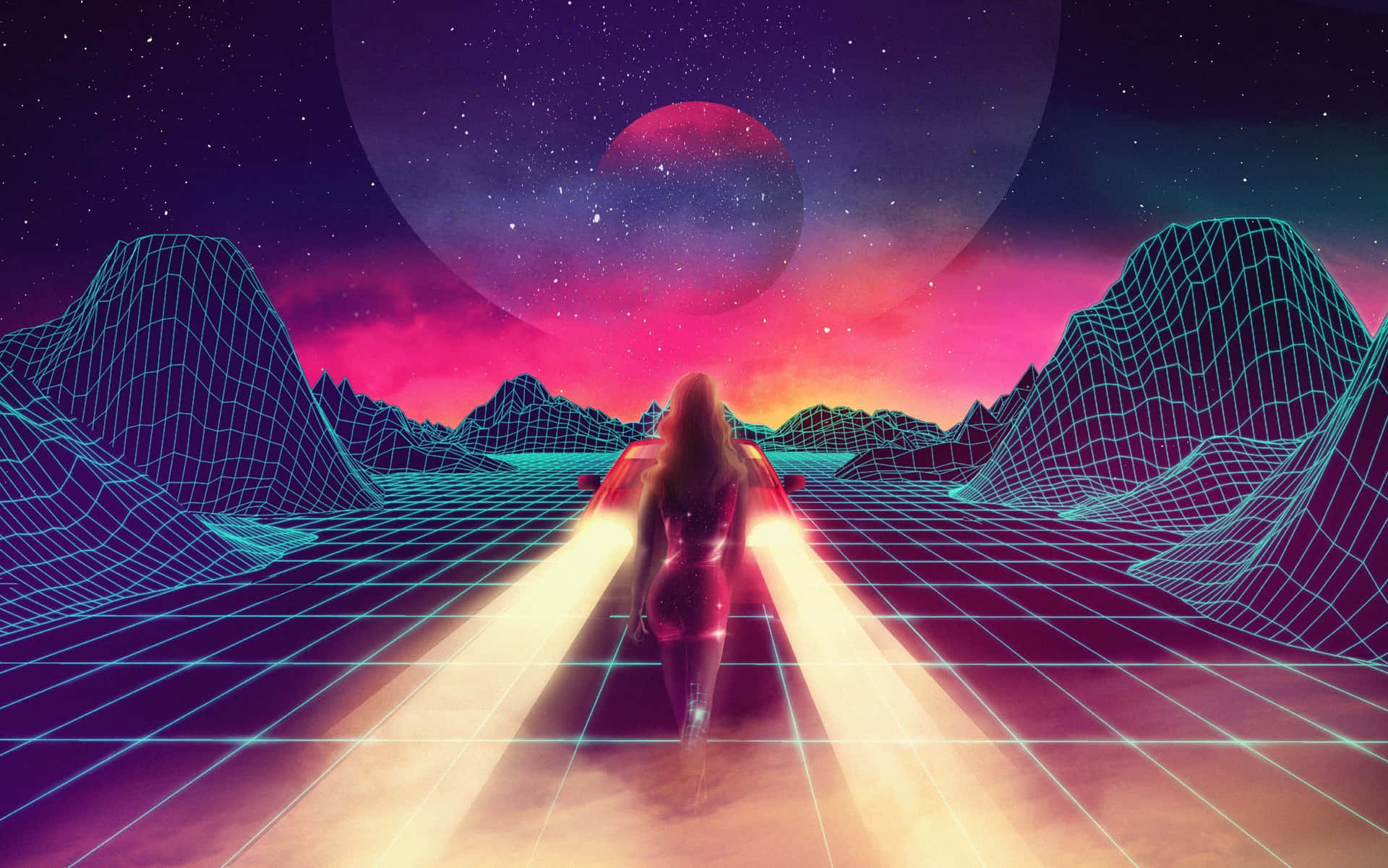 Retro Futurism Walking Path Background