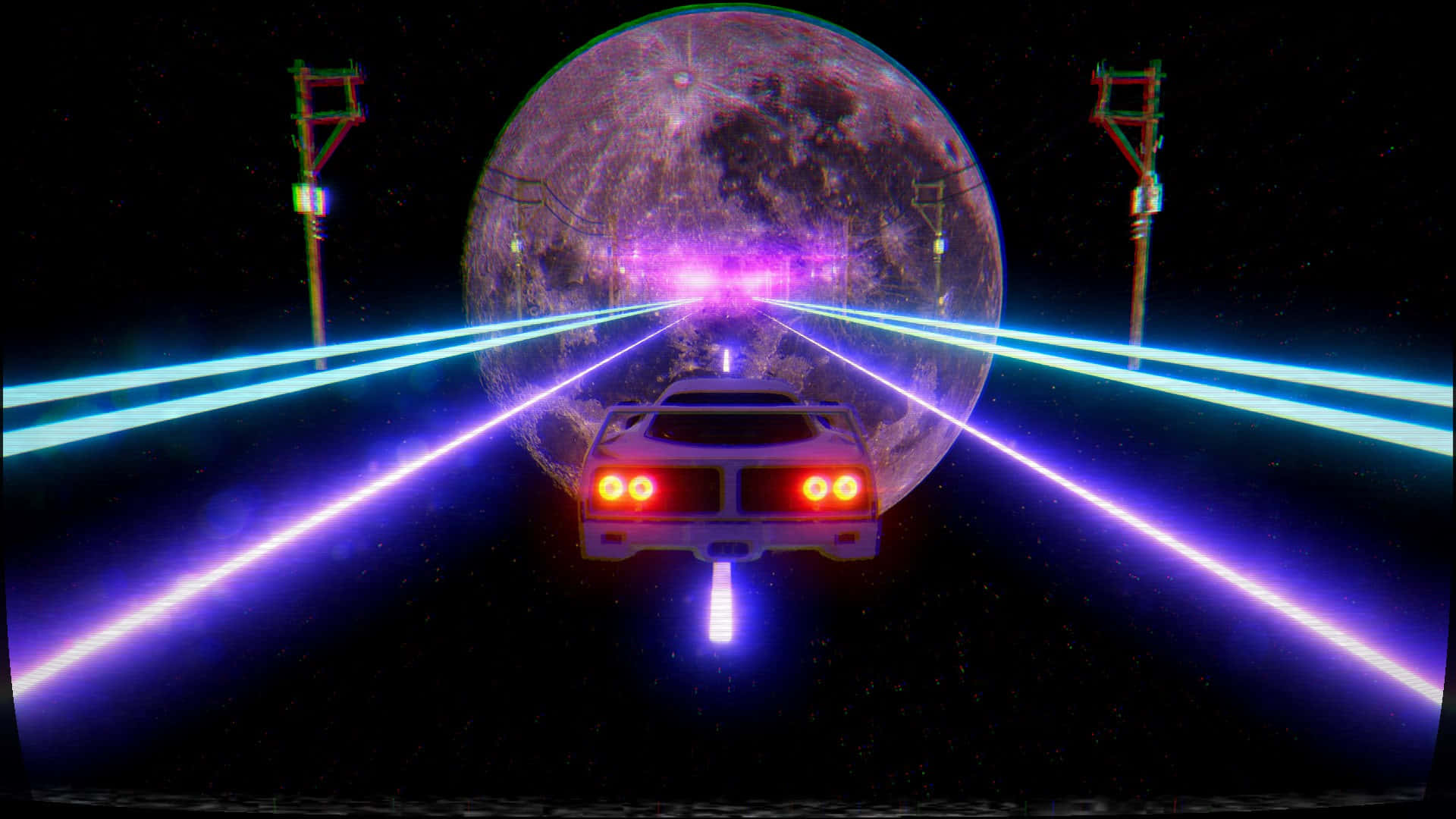 Retro Futuristic Car Traveling Through Space Background