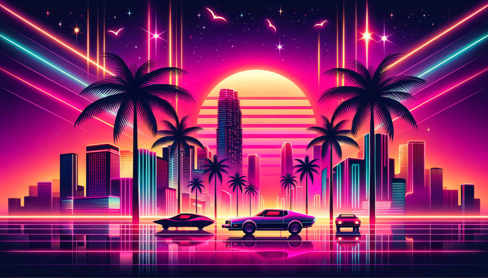 Retro Futuristic Cityscape80s Style Background