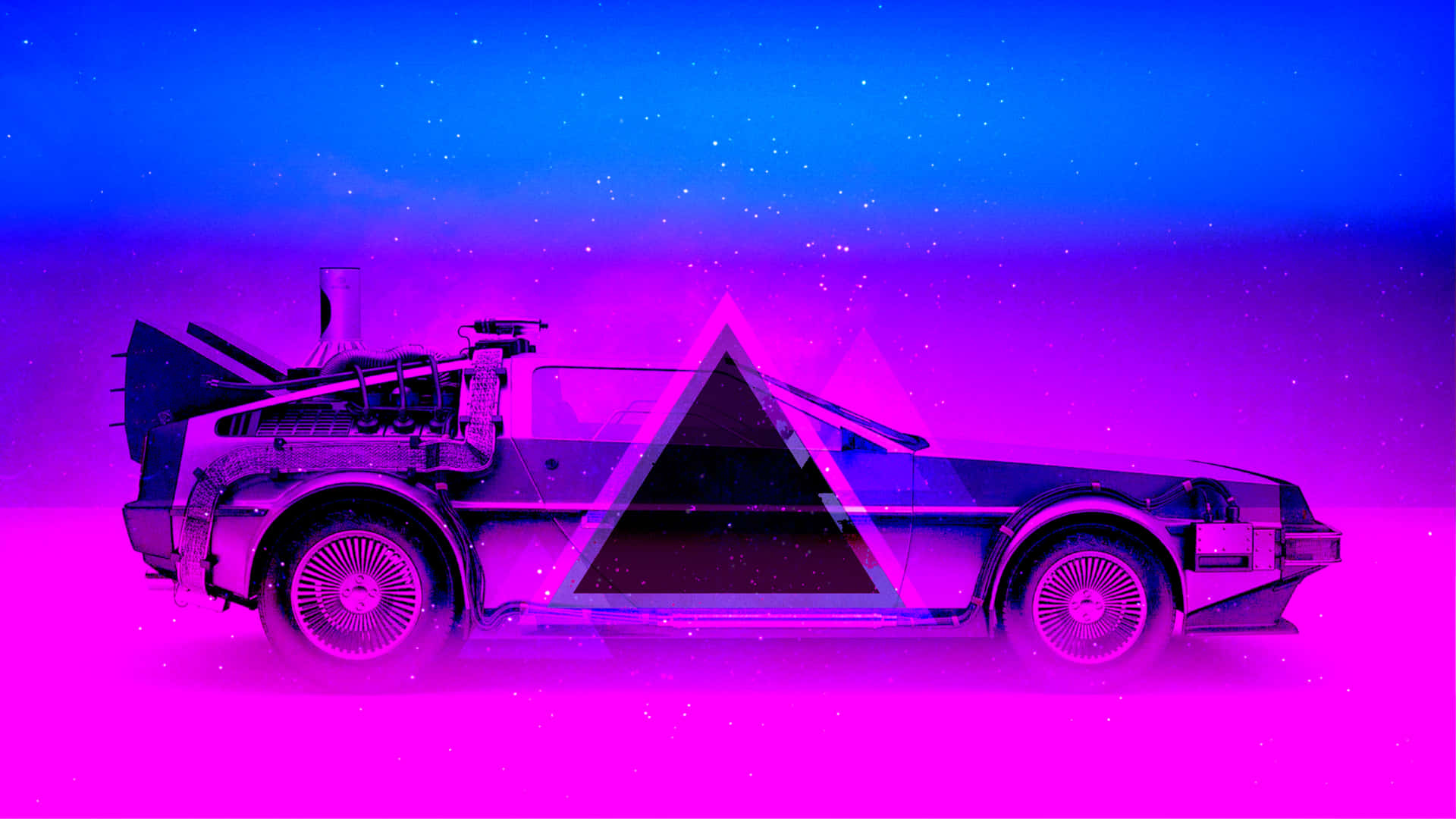 Retro Futuristic Delorean Neon Glow