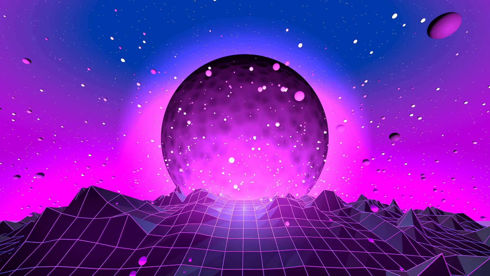 Retro Futuristic Synthwave Landscape Background