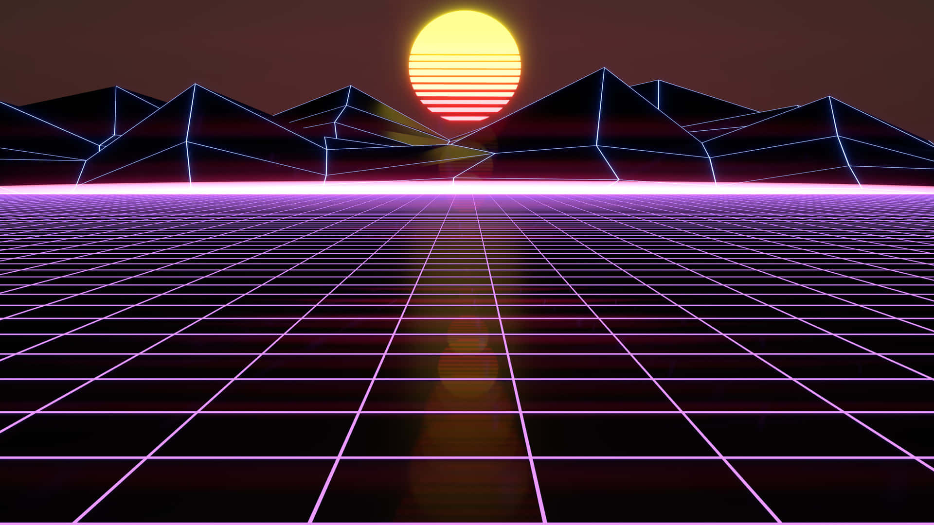 Retro Futuristic Synthwave Landscape Background