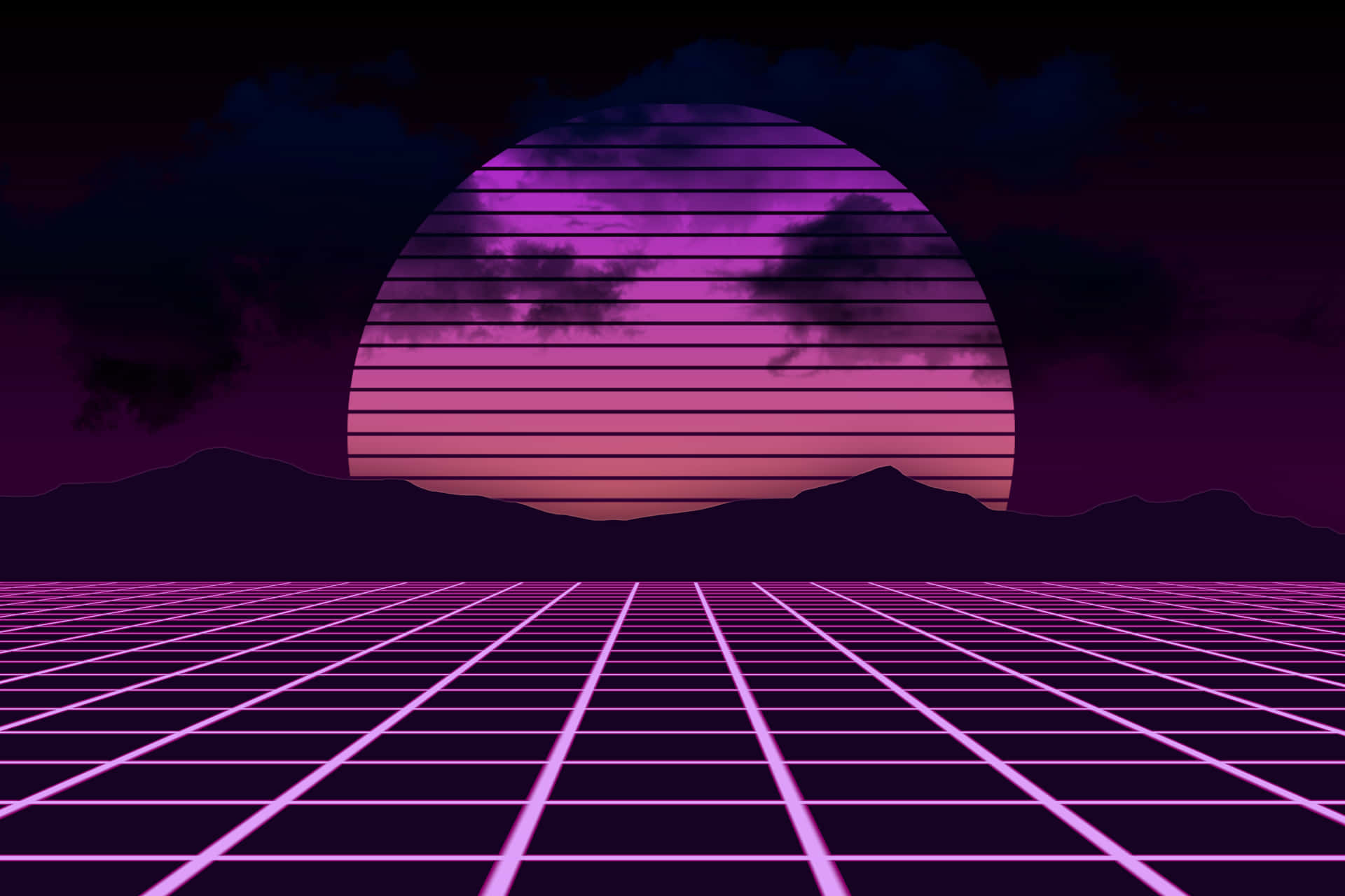 Retro Futuristic80s Synthwave Landscape Background