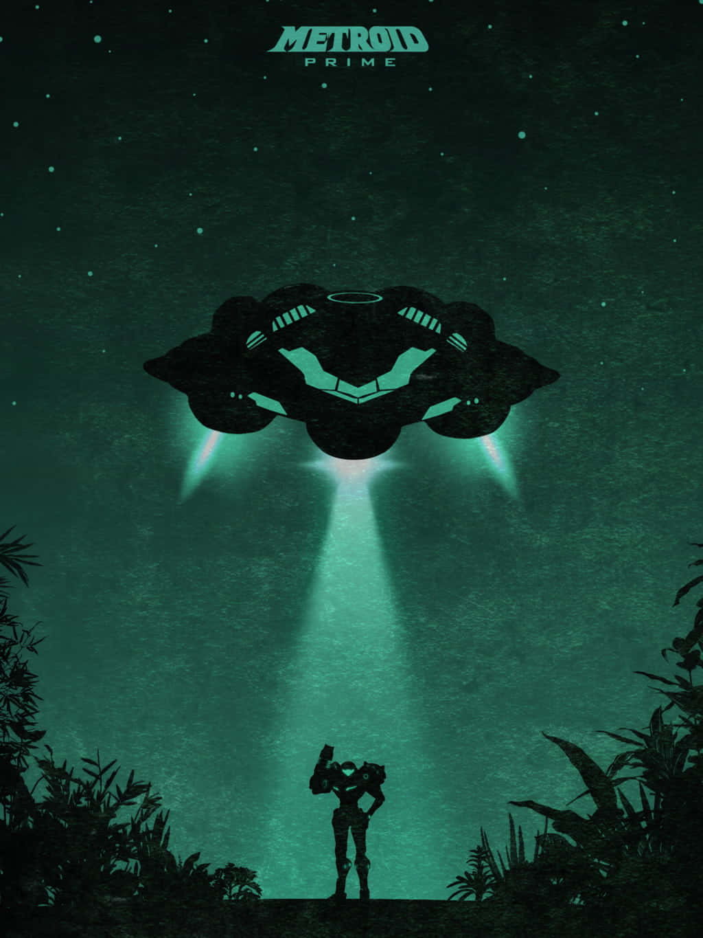 Retro Game Metroid Spaceship Background