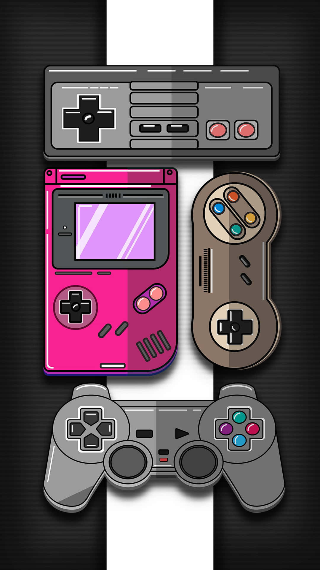 Retro Game Pink Gray Background