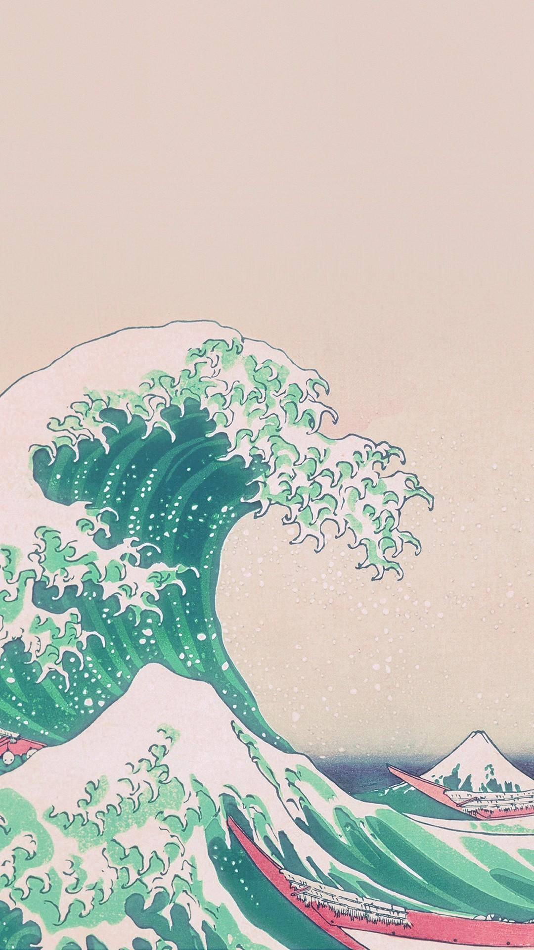 Retro Hokusai Variation Aesthetic Teal