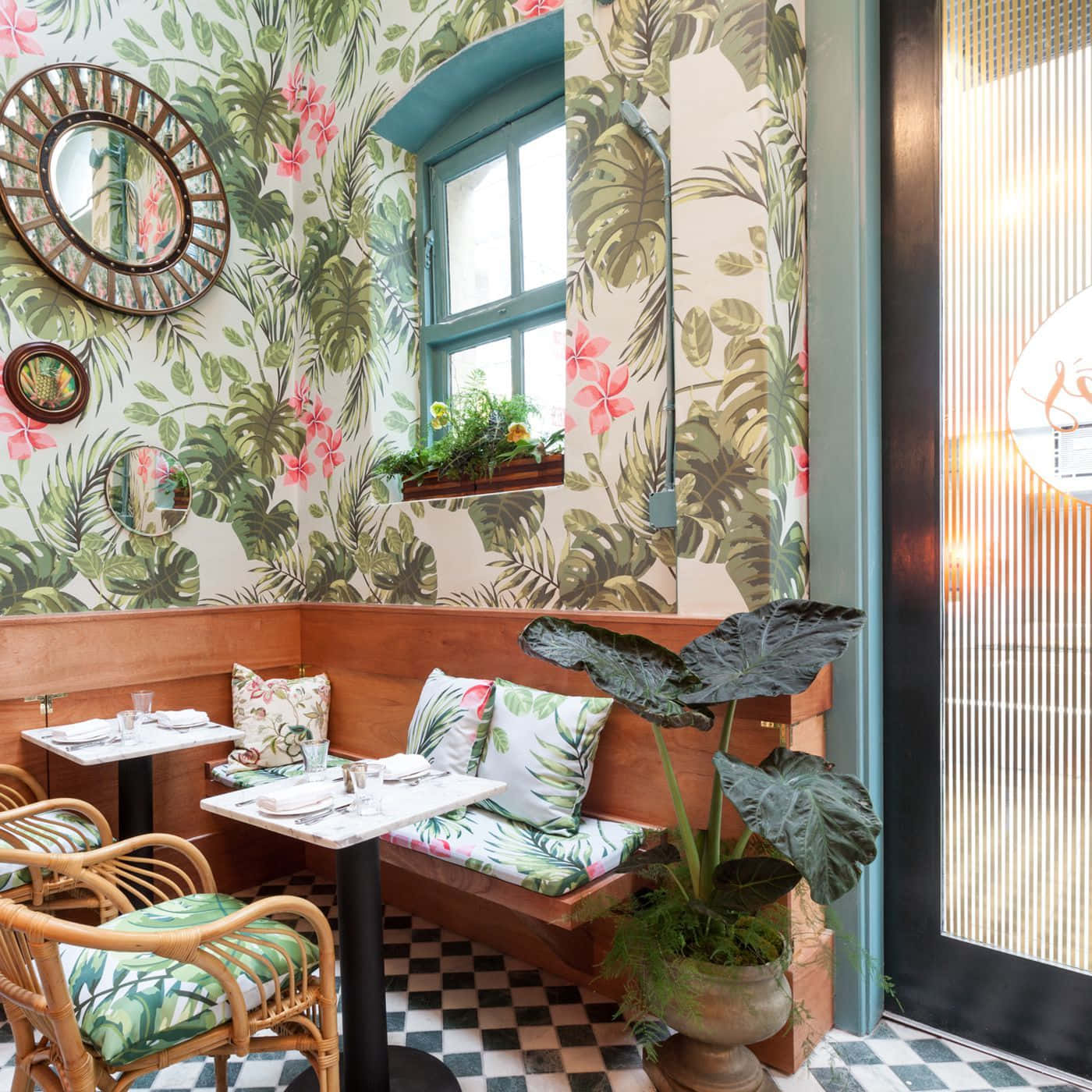 Retro Jungle Themed Diner Background