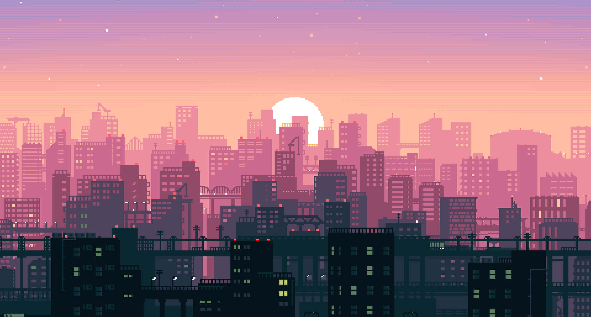 Retro Lo-fi Aesthetic In A Dreamy Cityscape Background