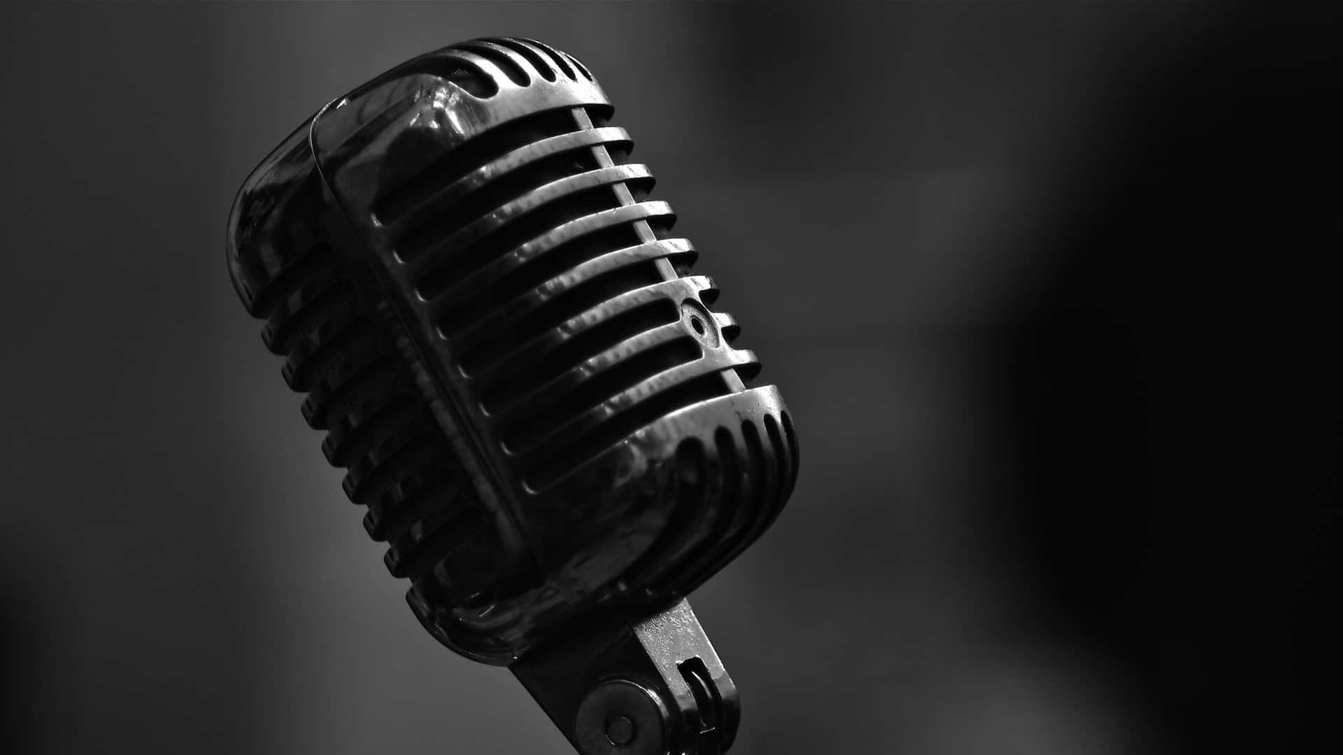 Retro Microphone In Black And White Background