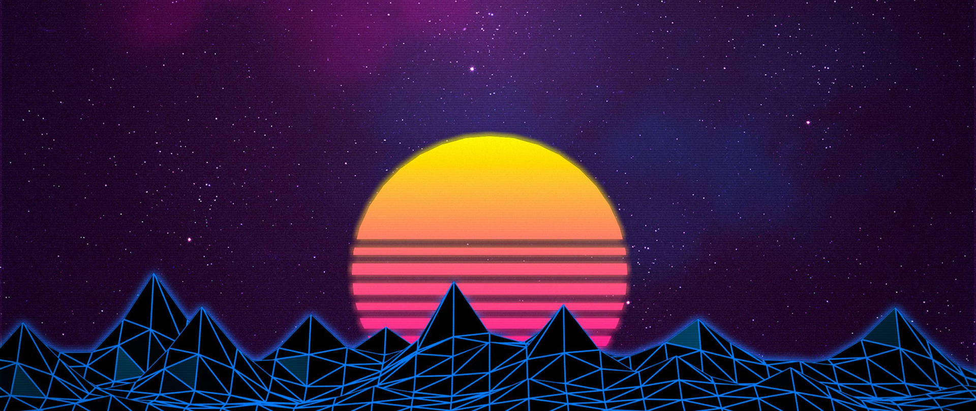 Retro Moon With Lines Background
