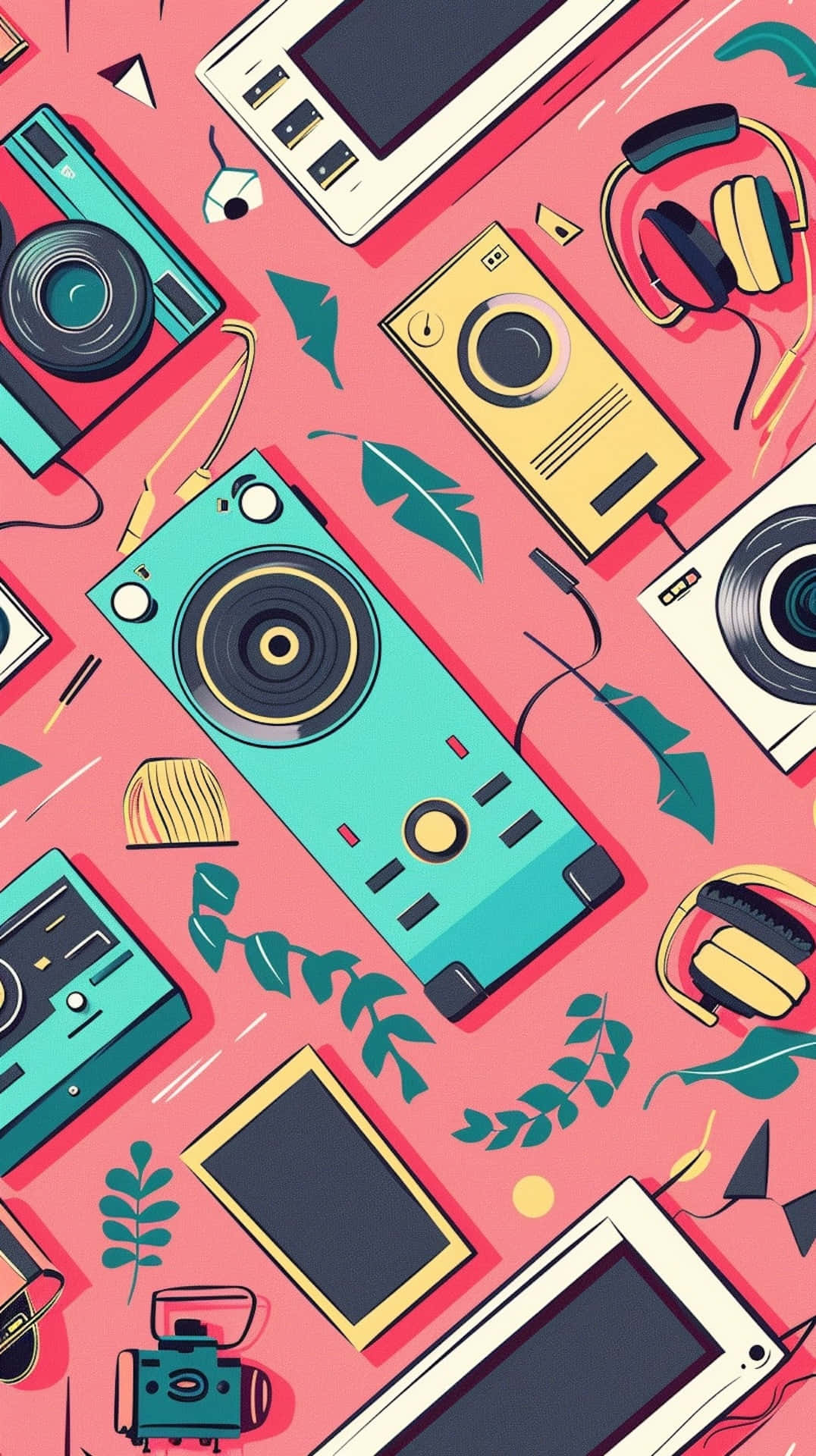 Retro Musicand Technology Pattern Background