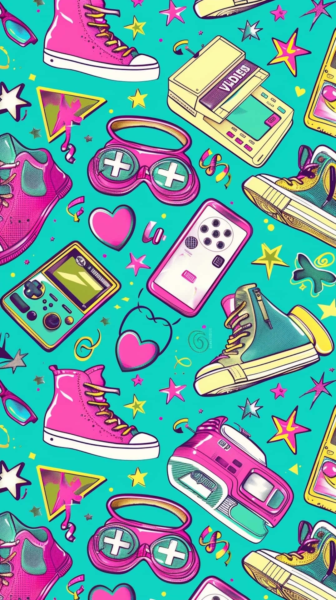Retro Pop Culture Pattern00s Aesthetic Background