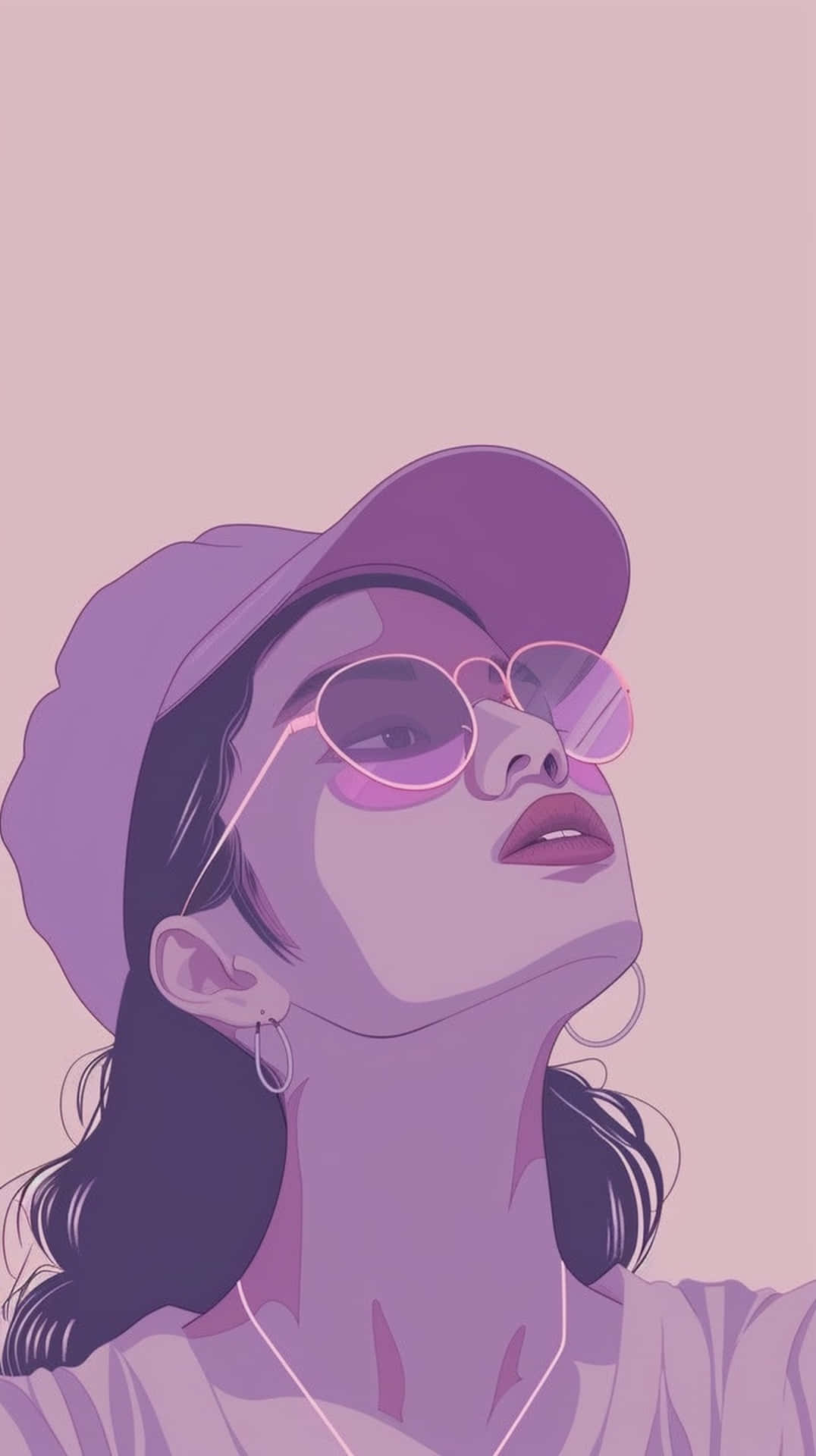 Retro Purple Aesthetic Woman Illustration Background