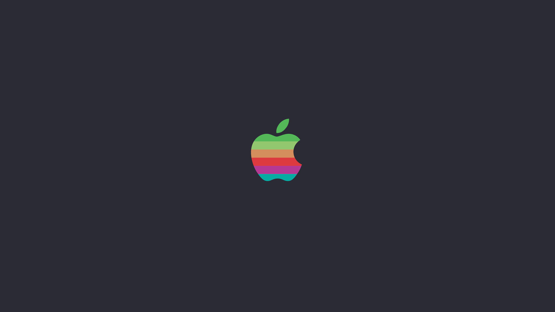 Retro Rainbow Apple Logo On Gray Background