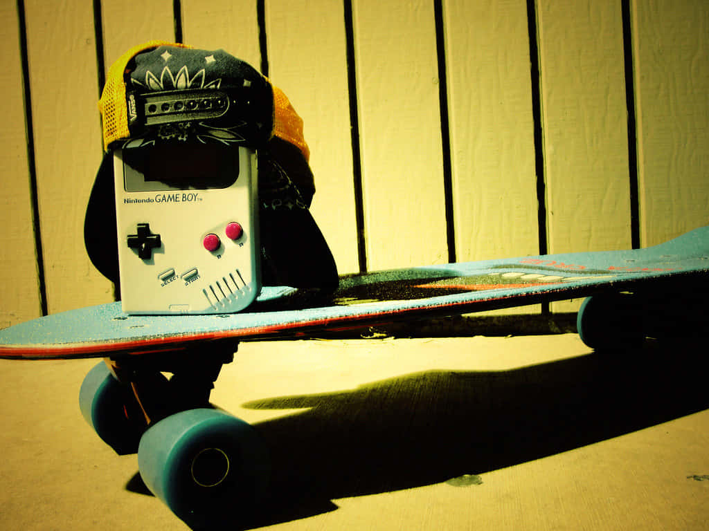 Retro Skateboard Gameboy Cap Background