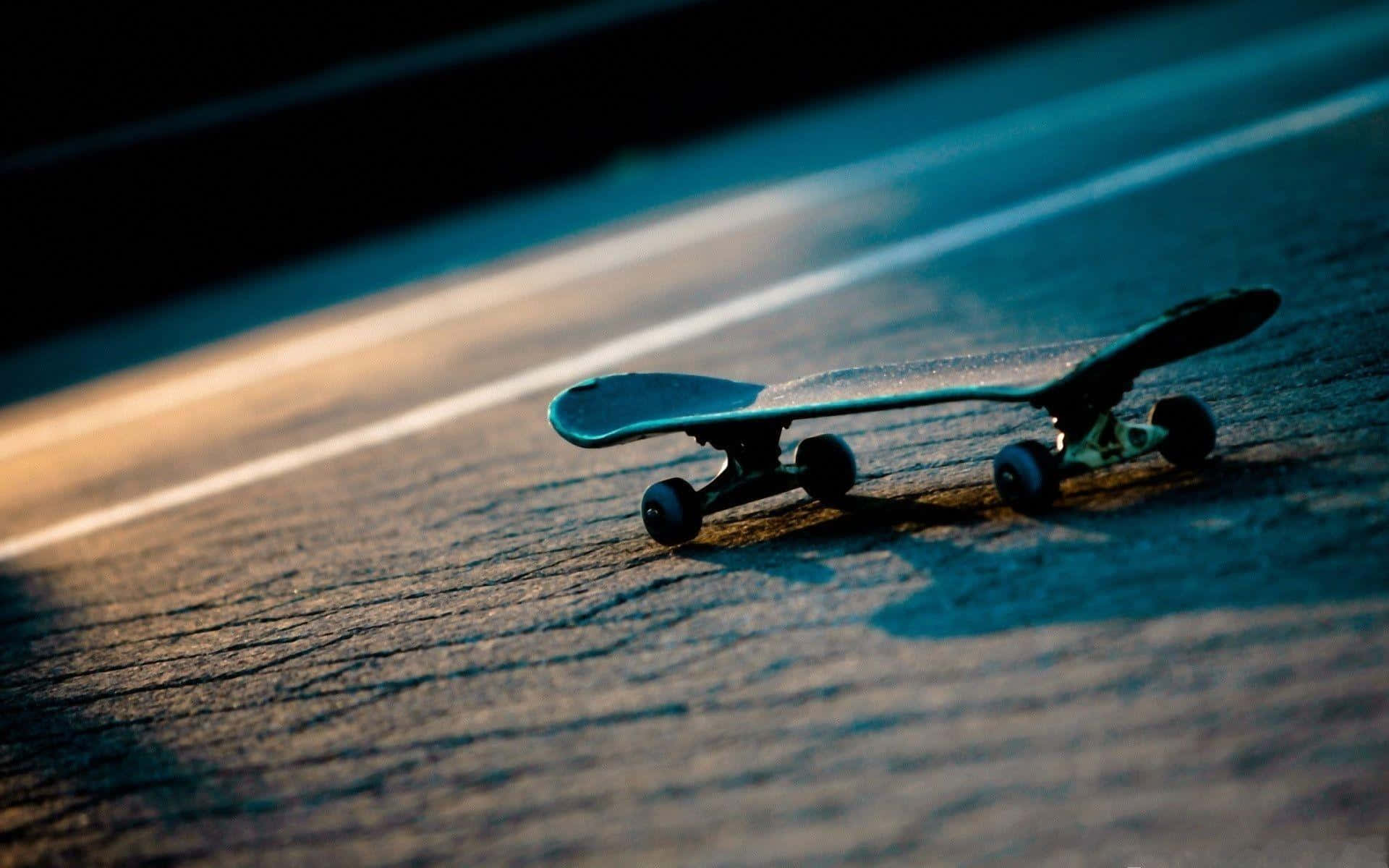 Retro Skateboard On Pavement Background