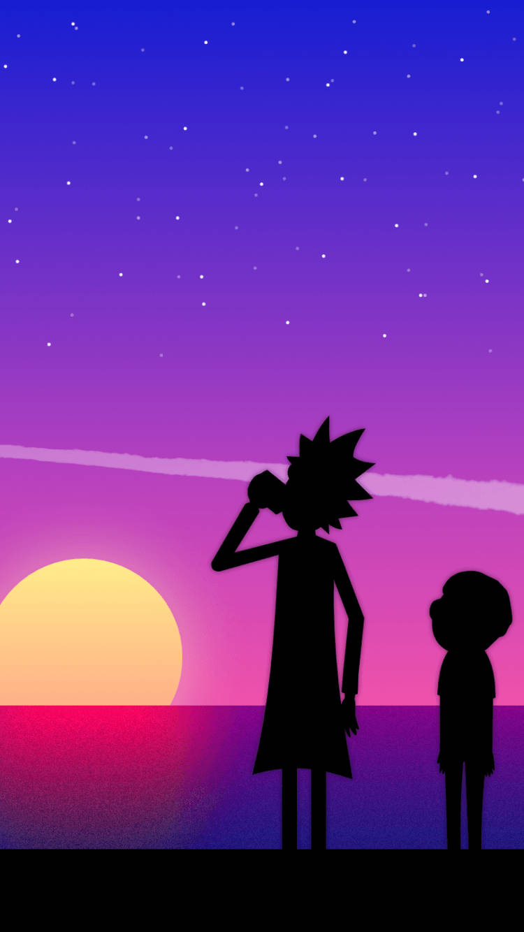 Retro Sky Rick And Morty Iphone Background