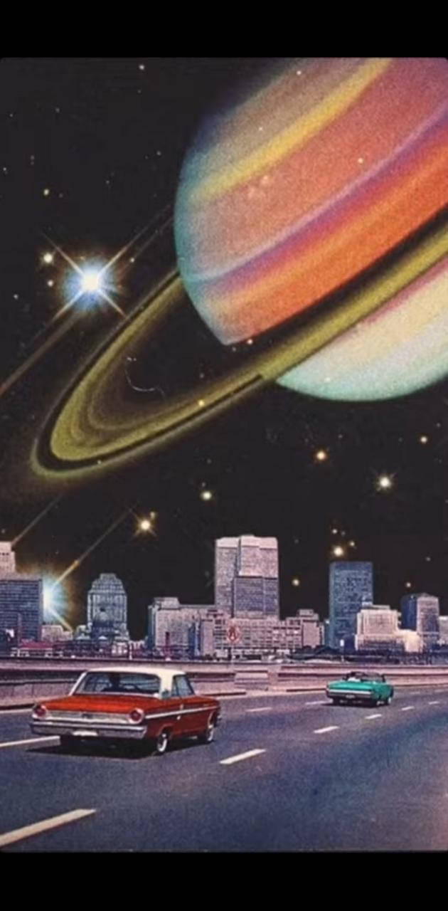 Retro Space City Background