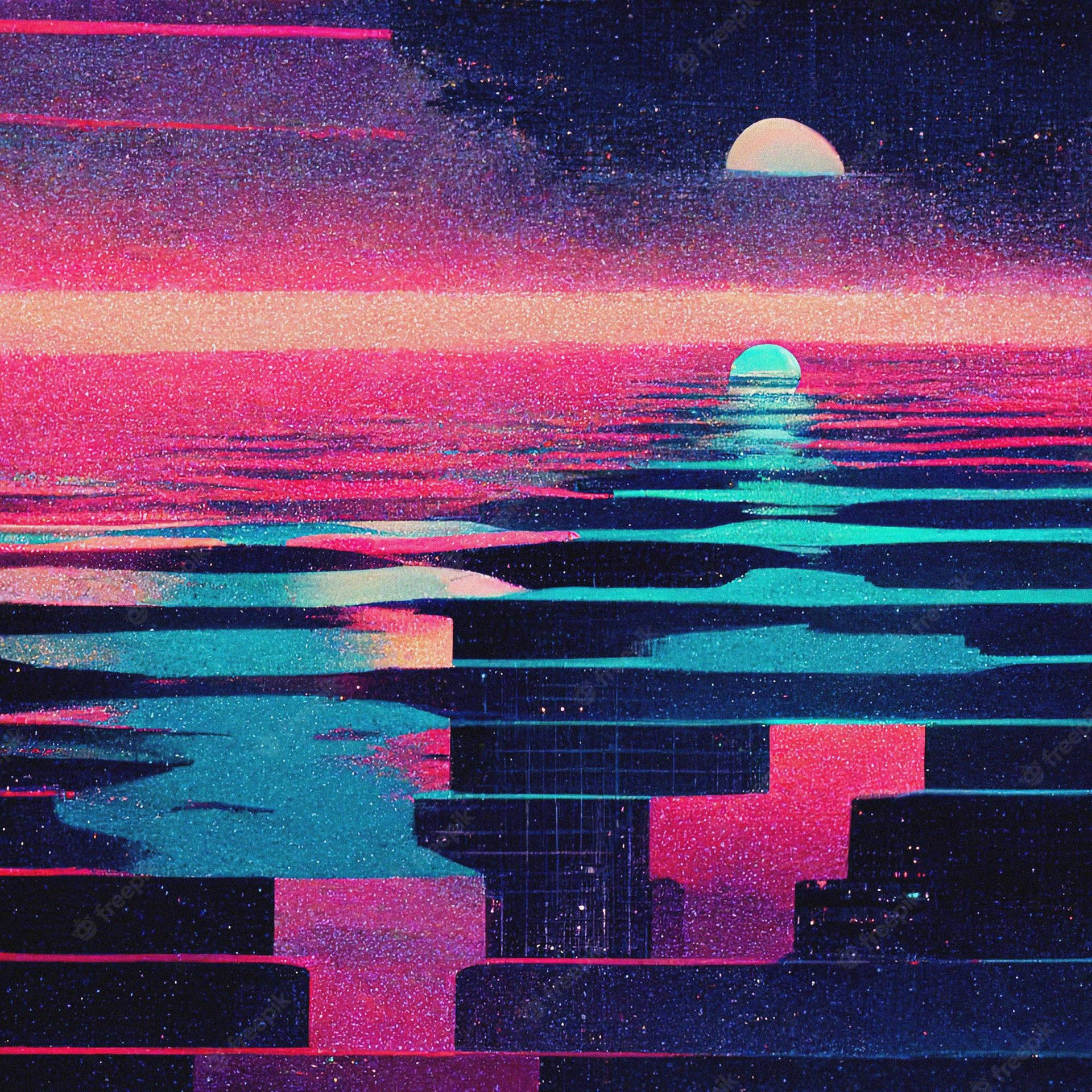 Retro Space Sunset Background