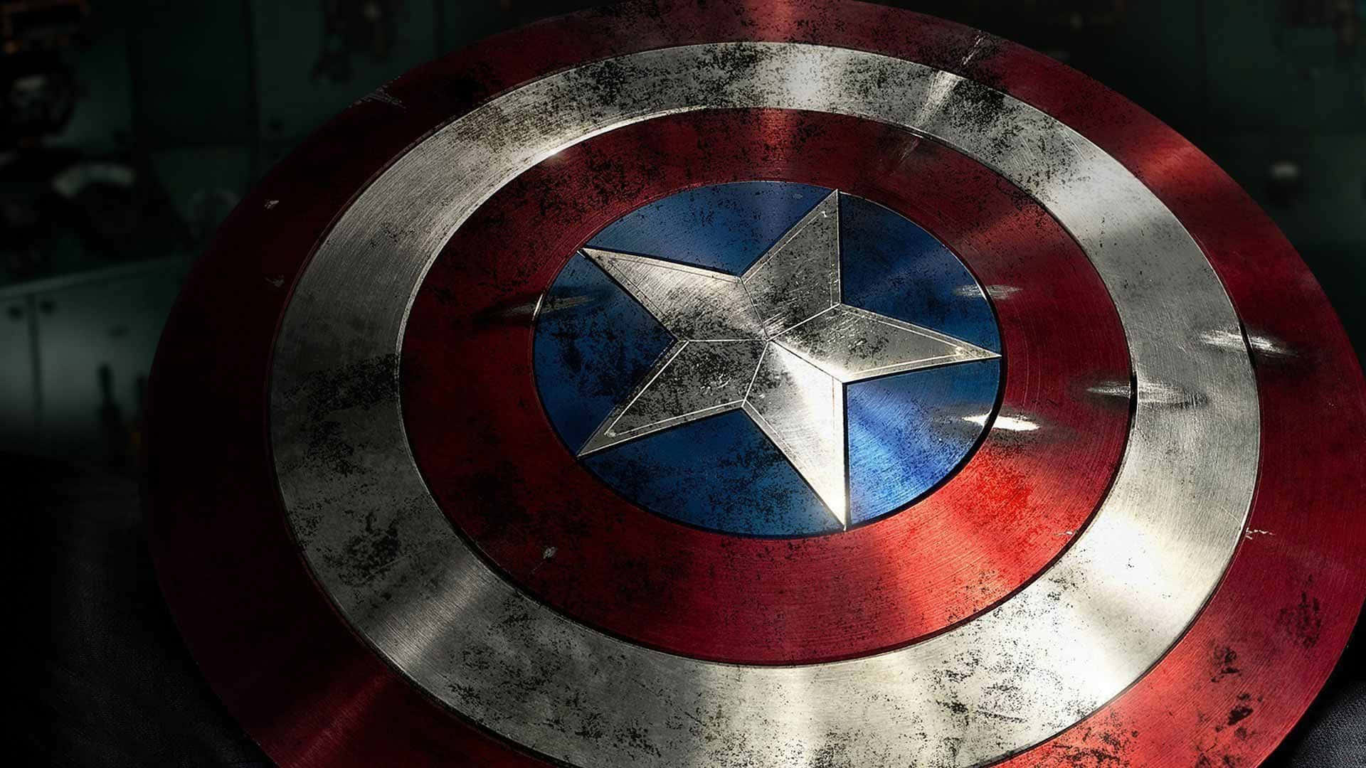 Retro-style Captain America Stands Proudly In Defense Of His Country. Background