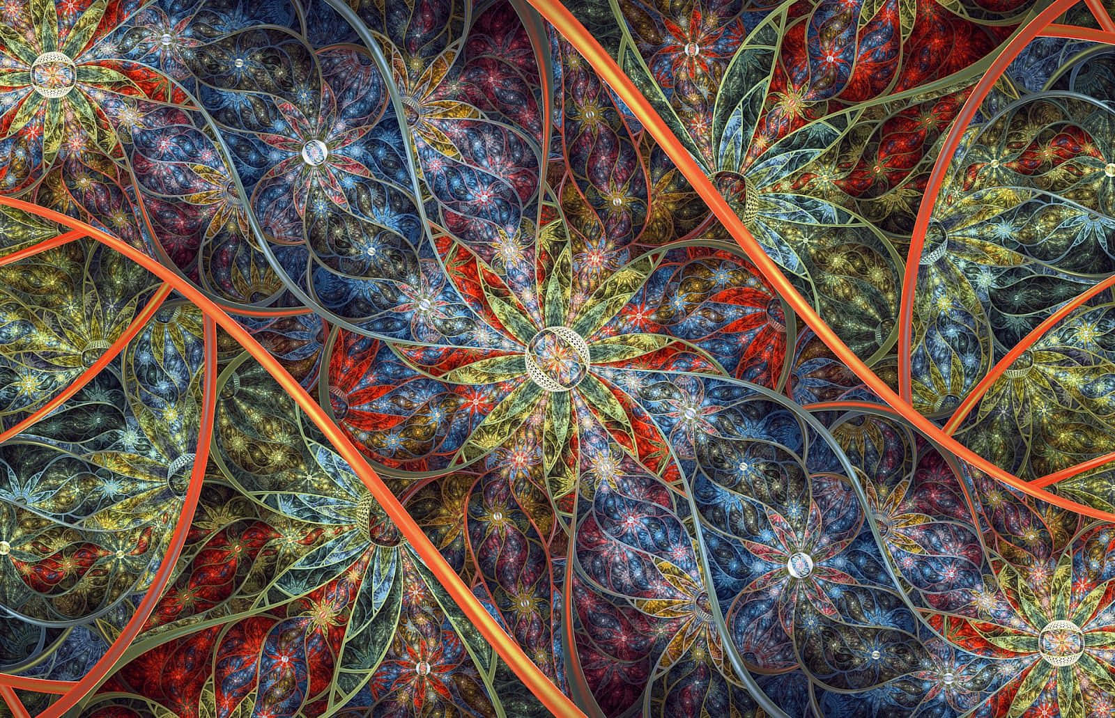 Retro-style Flower Fractals Background