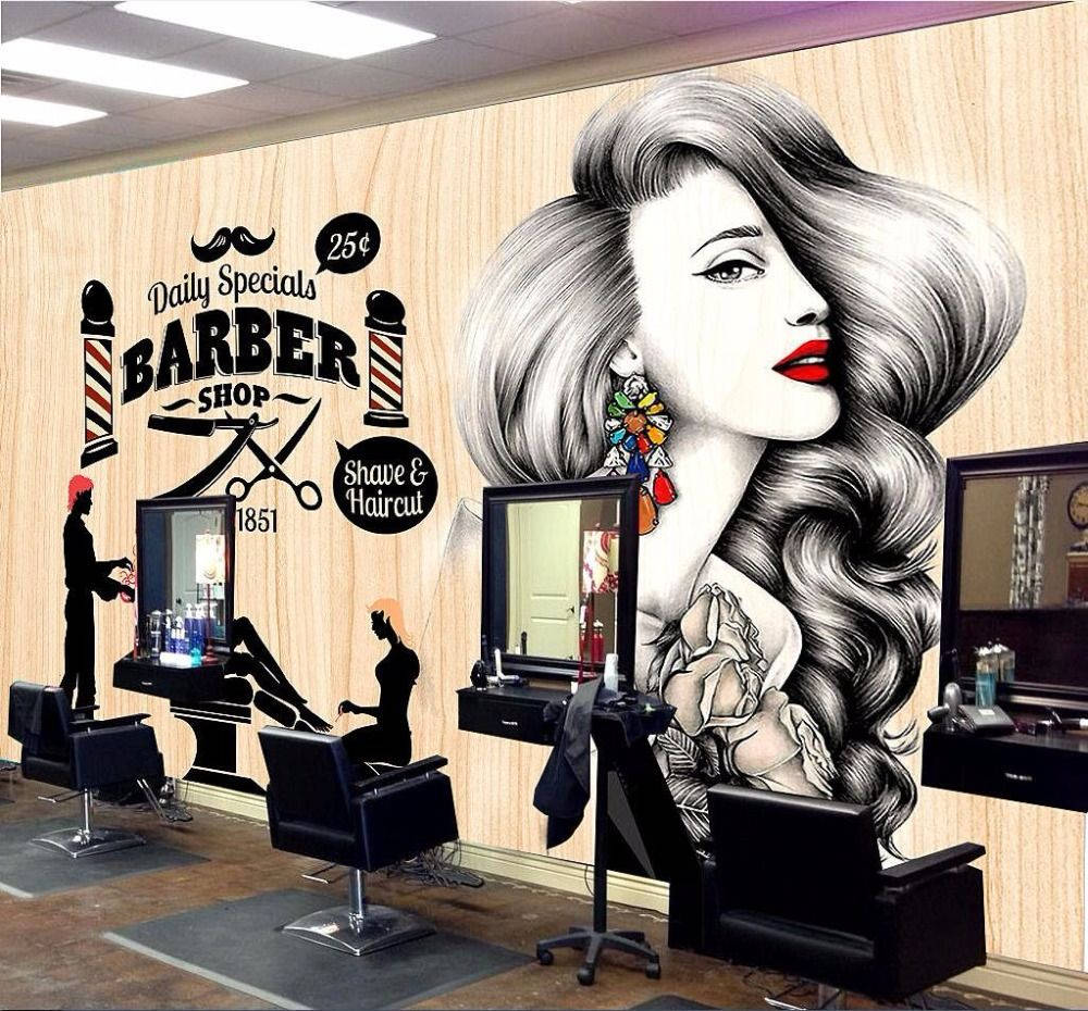 Retro-style Hair Salon Barbershop Background