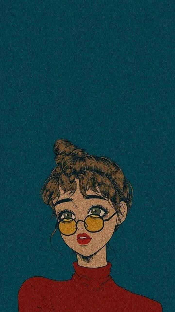 Retro Styled Girlwith Glasses Background