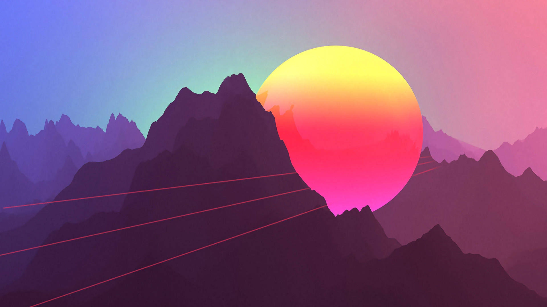 Retro Sun Aesthetic Art Desktop Background