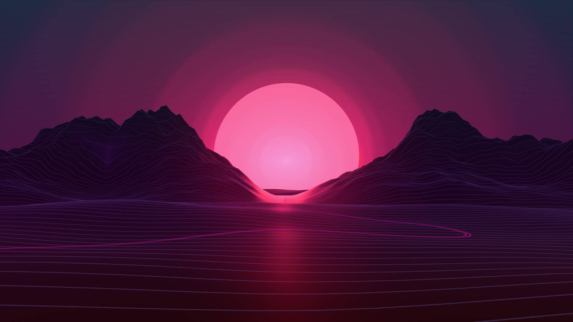 Retro Sunset On Free Ipad Background